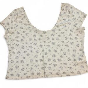 Cream and lavender floral crop cottagecore top